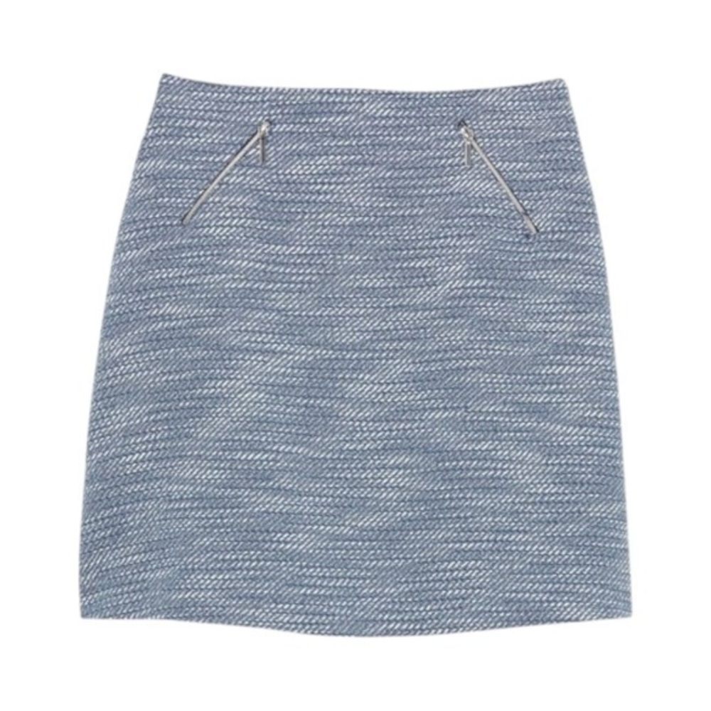 Club Monaco ā NWT Zipper Detail Blue White Cotton Lined Zip Pocket Mini Skirt, 2